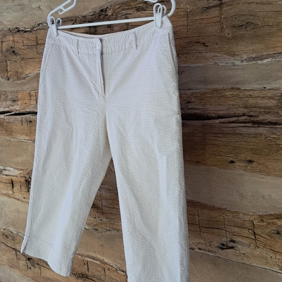George Cream Cotton Seersucker Capri Pants Size 10 - Picture 3 of 7